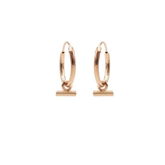Karma symbols Oorring horizontaal tube rose goud M2975