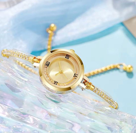Montre de Luxe pour femme - Bracelet en or - Or et diamants - Acier inoxydable