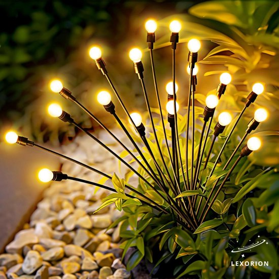 Lexorion Lumos - Solar Tuinverlichting - 2 Stuks - 16 LED Vuurvliegjes Buitenlampen - Waterdicht IP65 - Zonne-Energie - Swingende Solar Lights voor Tuin, Pad & Feestdecoratie