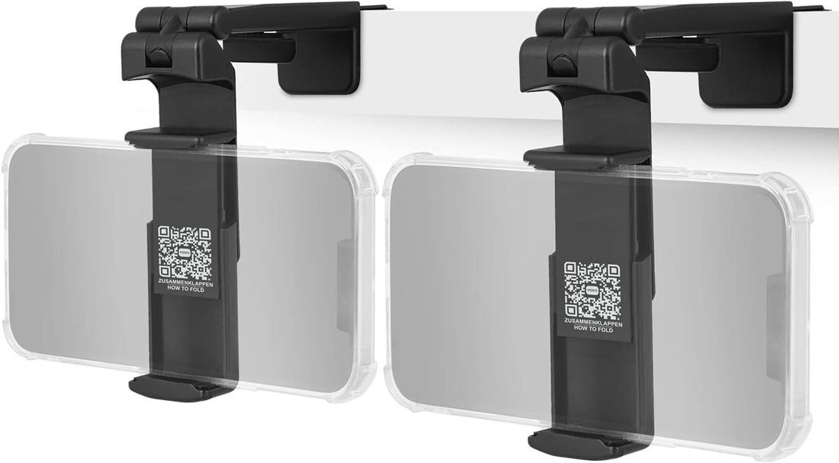 Famanu 2x flexibele mobiele telefoonhouder voor reizen, werk en thuis, opvouwbare mini universele telefoonstandaard met 360° kogelgewricht en tafelklem, montage, vliegtuig, films, videocall