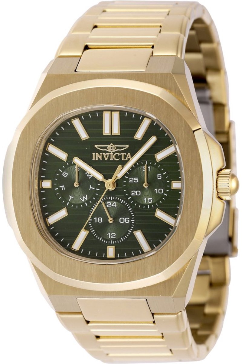 Invicta Speedway 48523 Heren Horloge - Waterdicht - Analoog - Quartz Uurwerk - Roestvrij Staal met groene Wijzerplaat - 41mm