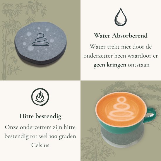 Sous-verres Nagosho - Diatomite japonaise - Set de Sous-verres - Absorption naturelle - Design - Sous-verres pour Sous-verres - Résistant à la chaleur