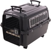 Reisbench hond – Autobench – Transportbox hond M 71x51x54 cm – Flamingo Transportkooi Lanta Donkergrijs