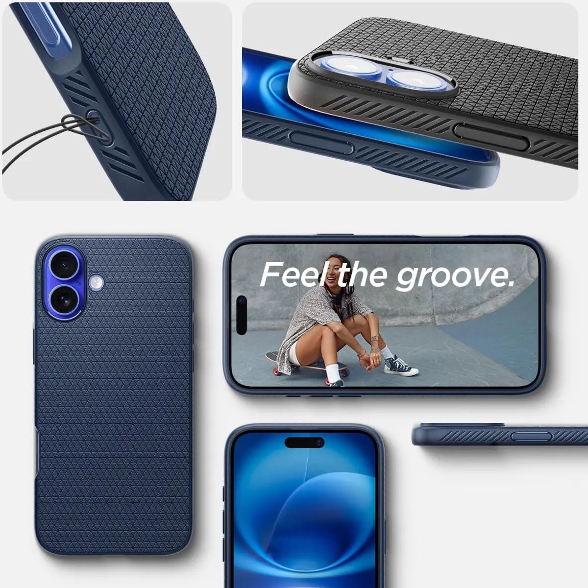 iPhone 16 Plus Hoesje TPU Blauw Flexibel Mat Anti-Schok Spigen Liquid Air Bescherming Cover - Afbeelding 5