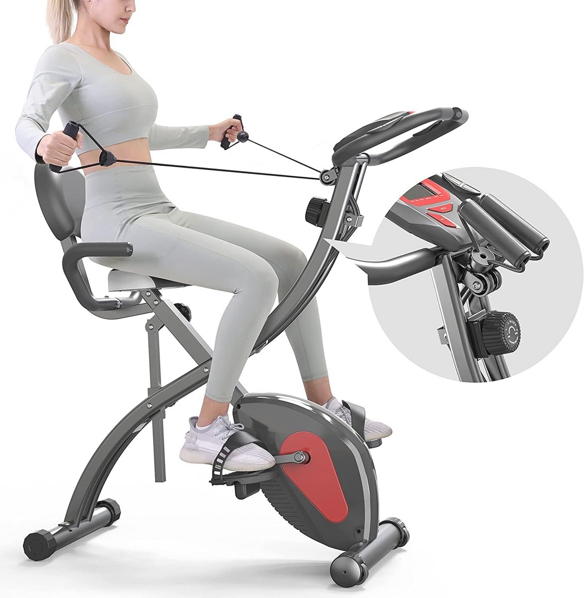 Hometrainer voor Thuis - Opvouwbare Fitnessfiets met 8 Weerstandsniveaus en LCD-Scherm