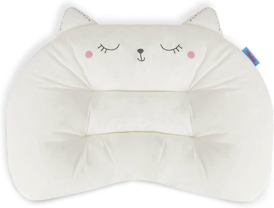 3Babies® Peuterkussen, Baby kussen, 50x32cm, Ergonomisch Kinderkussen, Wasmachine Wasbaar Zacht Hypoallergeen, 100% Katoenen Kussensloop, Peuter kussen, baby kussen (Kitten)