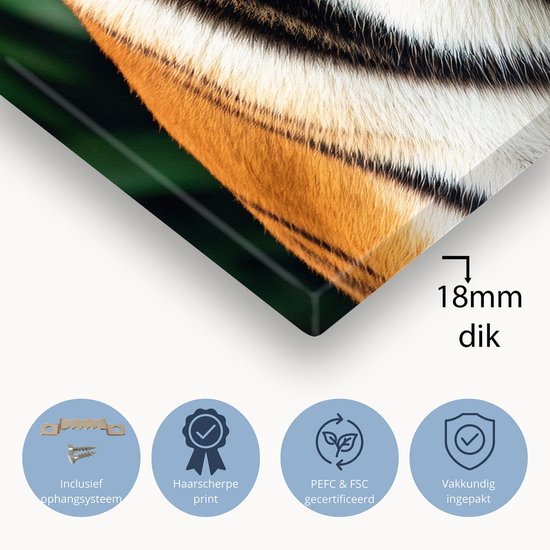 Majestueuze tijger in de natuur - Tijger canvaskunst - Wandkunst dieren - Realistische kunst - Decoratieve kunst - Kunst aan de muur - canvas 100x150 cm