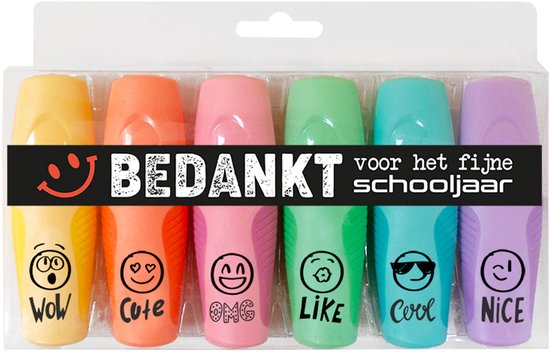 SOHO Tekstmarkers - 6 stuks - Pastel kleuren - Bedankt voor het fijne schooljaar