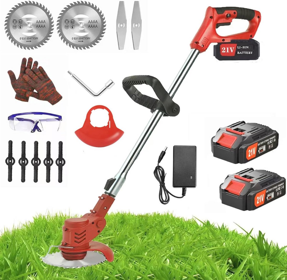 3-in-1 Accu Grastrimmer met Draaibare Kop en Telescoopgreep