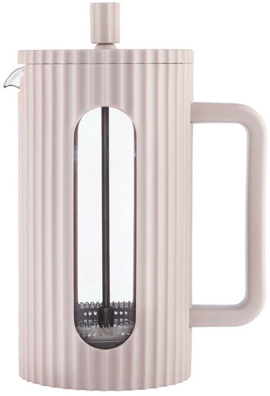 Klausberg KB7754 - Café et théière à piston - 1 litre - Beige - Filtre en acier inoxydable et Glas borosilicaté - Convient pour le Café, le Thee et les herbes