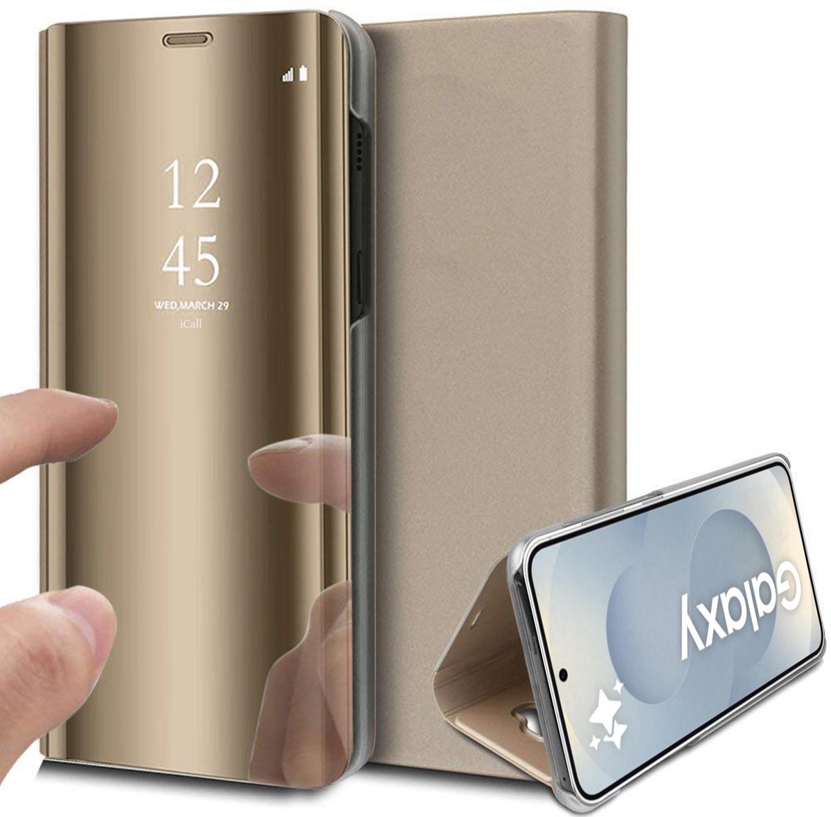 Hoesje geschikt voor Samsung Galaxy S25 Plus - Spiegel Book Case Goud