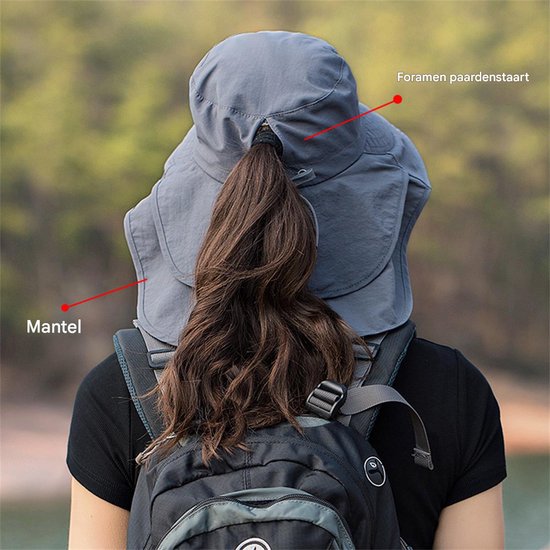 Chapeau de soleil femme et homme - Chapeau de jardin pliable - Large bord avec rabat pour le cou - Avec mentonnière - Pour Plein air et le Jardinage - Gris foncé - 1 pièce