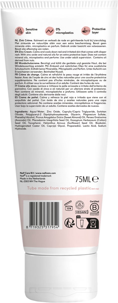 Naïf - Zink crème - helpt bij luieruitslag - Baby's & Kinderen - 0% Parfum - met ingrediënten van natuurlijke oorsprong - 75ml van Naïf — afbeelding 2
