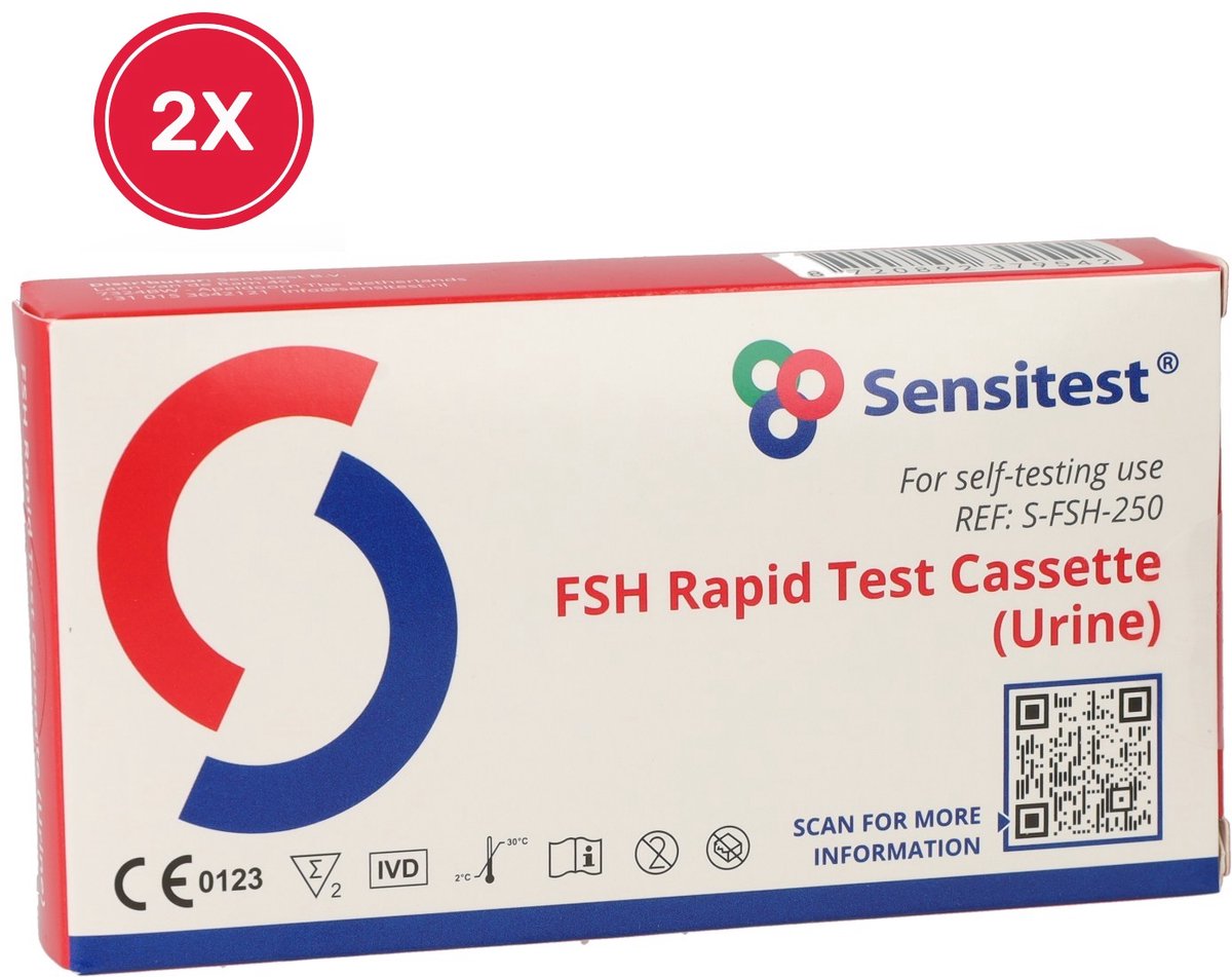 2 stuks FSH Sneltest - Zelftest voor Menopauze - Binnen 3 minuten resultaat - Eenvoudig thuis te gebruiken