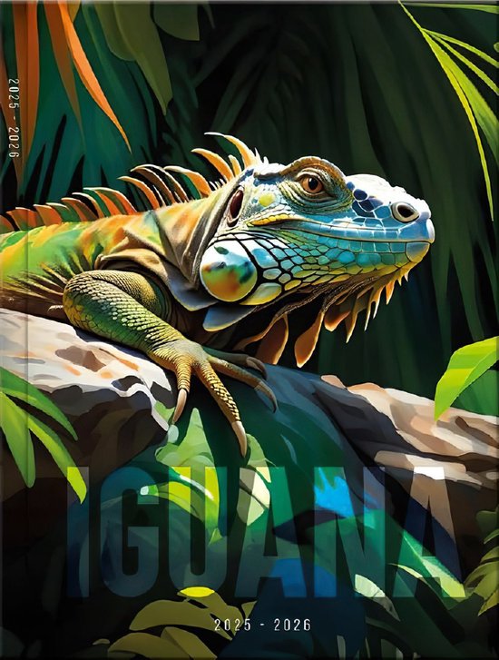 SOHO Agenda Iguana - A5 Formaat - 21x14,5cm - 12 maanden - Juli t/m Juni - 1 week op 2 pagina's - Harde kaft - Met leeslint