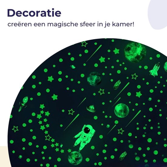 Glow phosphorescents - Étoiles lumineuses - Planètes - Astronaute - Stickers muraux - Chambre - Chambre d'enfant - Chambre de bébé