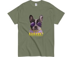 Grappig Honden T Shirt Dames en Heren - Banaan? Ik dacht de Bahama's! - Franse Bulldog - Khaki Groen - L