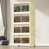 Ophy-grote opbergkast - met deur opvouwbare kunststof kast - grote opvouwbare stapelbare opbergdoos - met wielen - voor badkamer, slaapkamer, woonkamer - 55*30*110cm