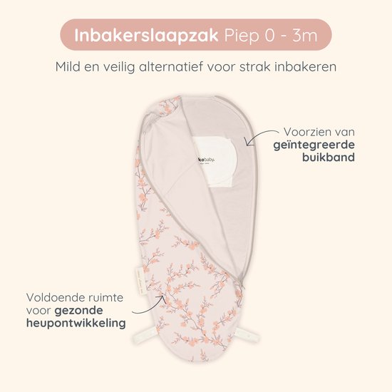 Puckababy Piep Inbakerslaapzakje baby (0-3m) - Blossom - Katoen TOG 0.5 — afbeelding 2