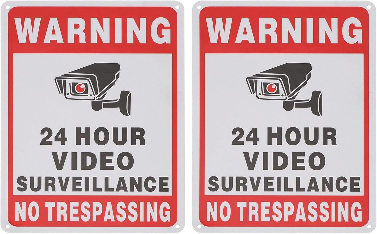 2 STKS Geen Trespassing Teken 24 Uur Bewaking Waarschuwingsborden Aluminium Reflecterend