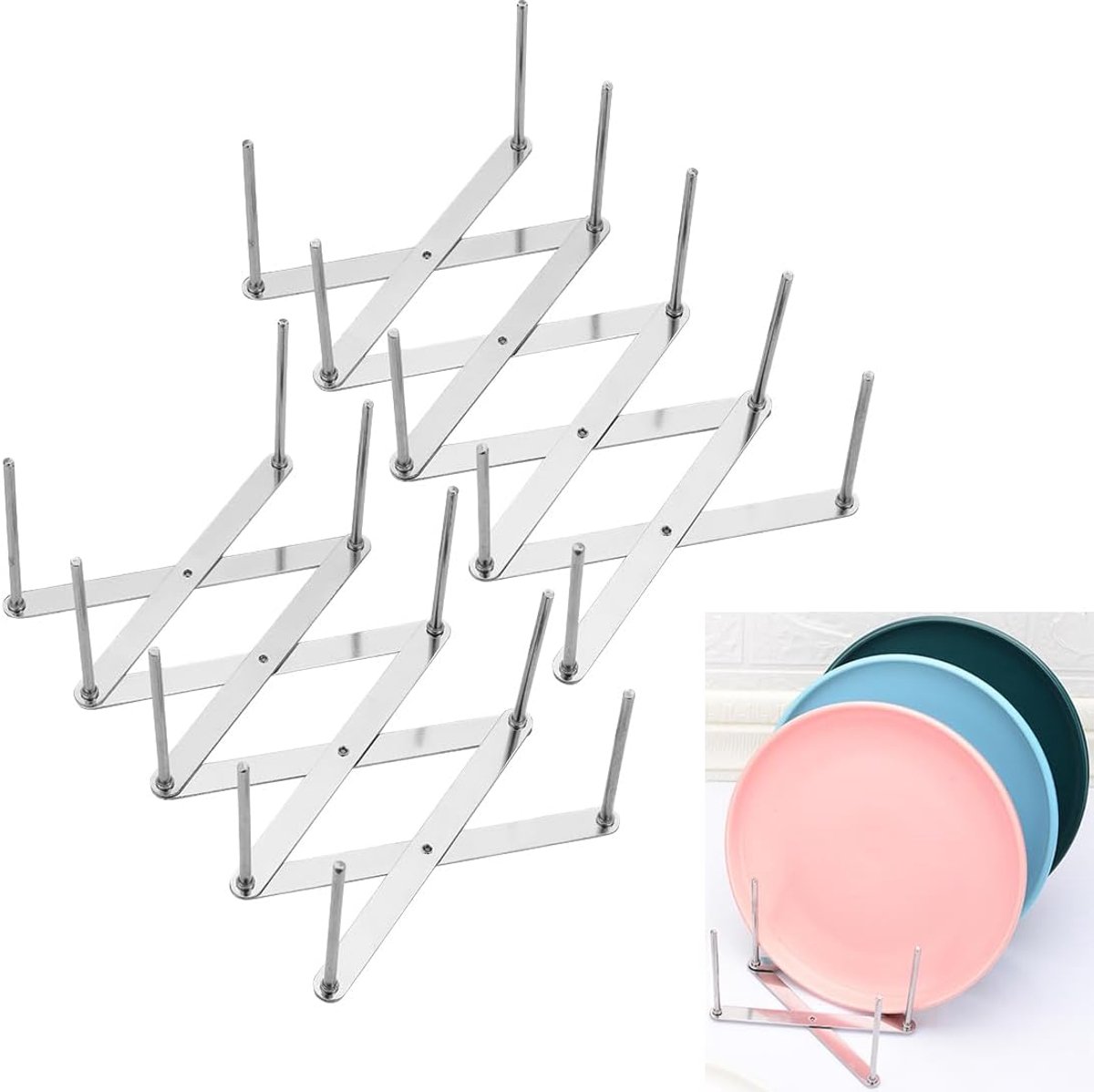 Ribchenhouder en Pannendekselhouder - Keukenorganizer - Set van 2 - RVS
