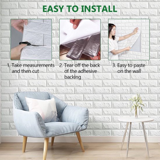 40 Stuks 3D Wandpanelen Steenlook Zelfklevend 30x30 Cm - Waterdicht PVC Baksteenbehang Voor Binnen En Buiten