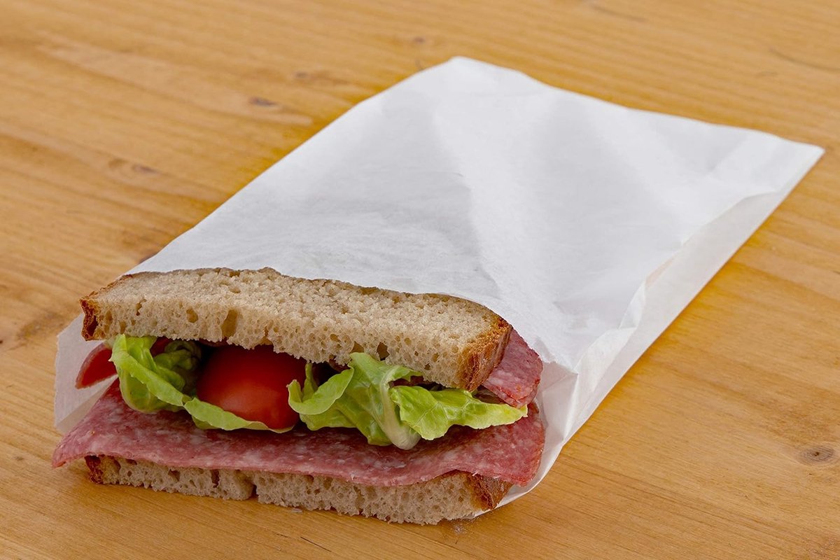 200 Stuks Vetdichte Papieren Ontbijtzakken voor Brood, Fruit en Gebak - 14 x 21 cm