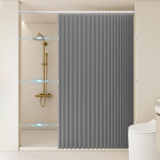 Douchegordijn 200cm Breed en Hoog - Waterdicht Polyester met Haken voor de Badkamer