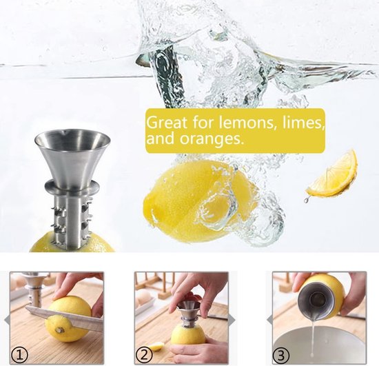 Handmatige Citruspers Roestvrij Staal met Schenktuit - Perfect voor Citroenen, Limoenen en Sinaasappels — afbeelding 3