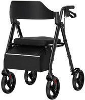 Medisure Rollator - Rollators - Rollator Lichtgewicht en Opvouwbaar - Draagkracht 150 KG - In Hoogte Verstelbaar - Met Tas - Zwart