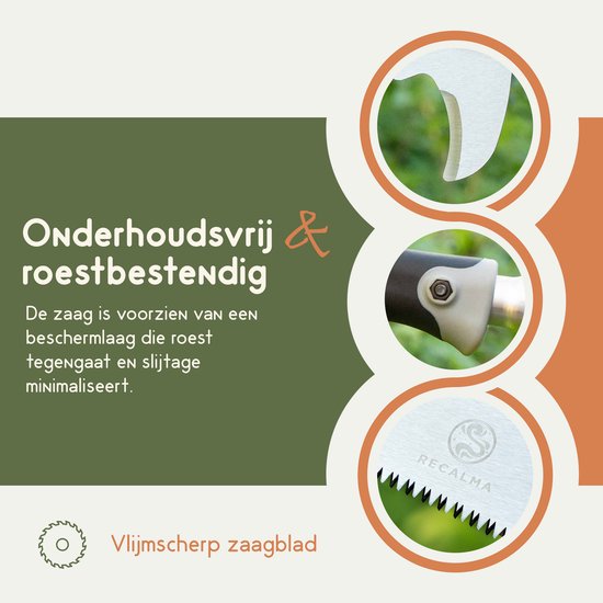 Recalma Telescopische Takkenzaag 4 Meter - Boomzaag met Uitschuifbare Aluminium Steel - Lichtgewicht Snoeizaag - Met Afneembaar Zaagblad - Ook Bruikbaar als Handzaag van Merkloos	 — afbeelding 5