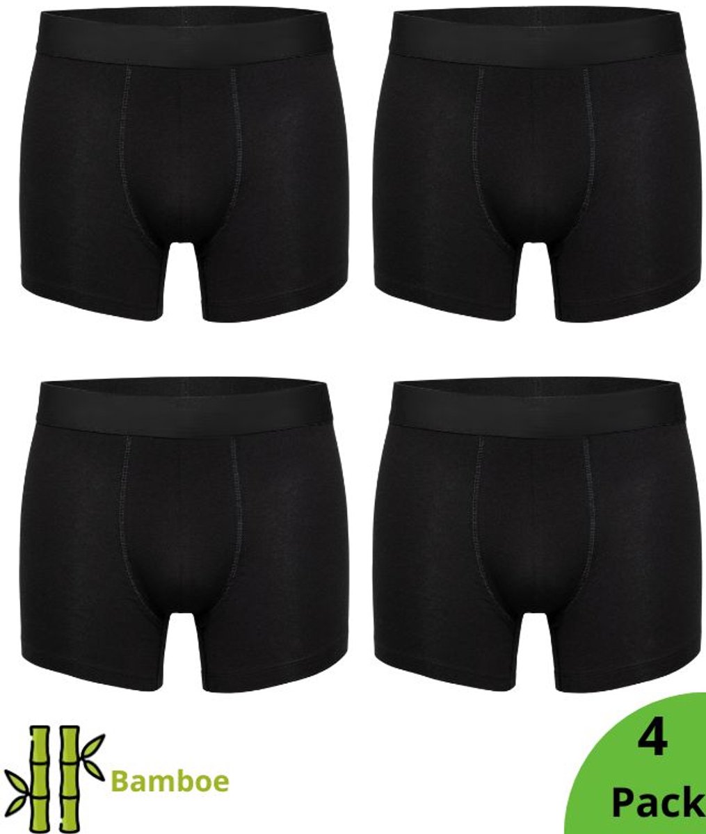 Nova Collection - Bamboe Boxershorts - 4 Pack - Heren Onderbroeken - Bamboo - Heren Ondergoed - Casual - Boxer - Zwart - Maat XXL