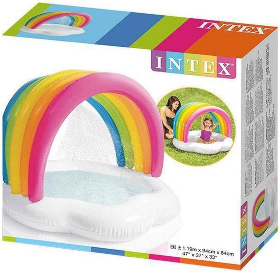 Kleurrijke Zwembaddouche met Regenboog Motief - Opblaasbaar Babyzwembad 119 x 94 x 84 cm van Intex — afbeelding 3