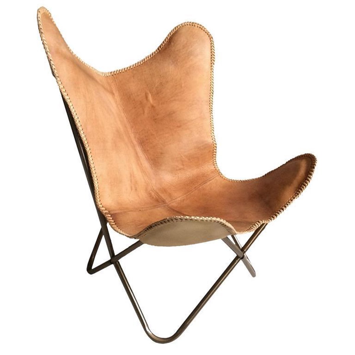 Malagoon - Leather butterfly chair natural brown | bol.com