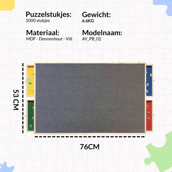 AYOO Puzzelbord - Portapuzzle - Puzzelplaat - Verstelbaar Puzzelbord - Puzzelbord met opbergsysteem - Puzzelplank - Puzzel bord - Puzzelbord 1000 stukjes - Puzzeltafel - Puzzelplank