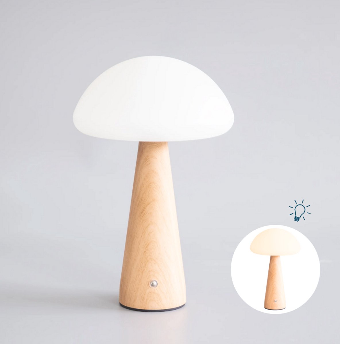 Mushroom lamp - Paddestoel lamp - Paddenstoel lamp - Tafellamp - Nachtlamp - Teak hout look - Groot