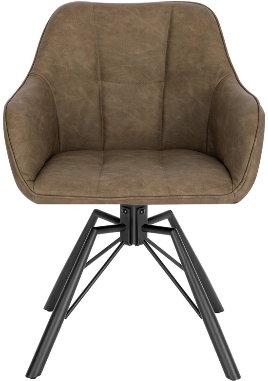 Eetkamerstoel - Eetkamerstoelen met armleuning - Eetkamer stoelen - 360° Draaibaar - Brede zitting - Vintage kunstleer - 1 stuk