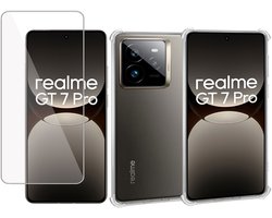 ChiGuard Hoesje & Screenprotector geschikt voor Realme GT 7 Pro – Gehard Glas Cover + Shock Proof Case - Transparant