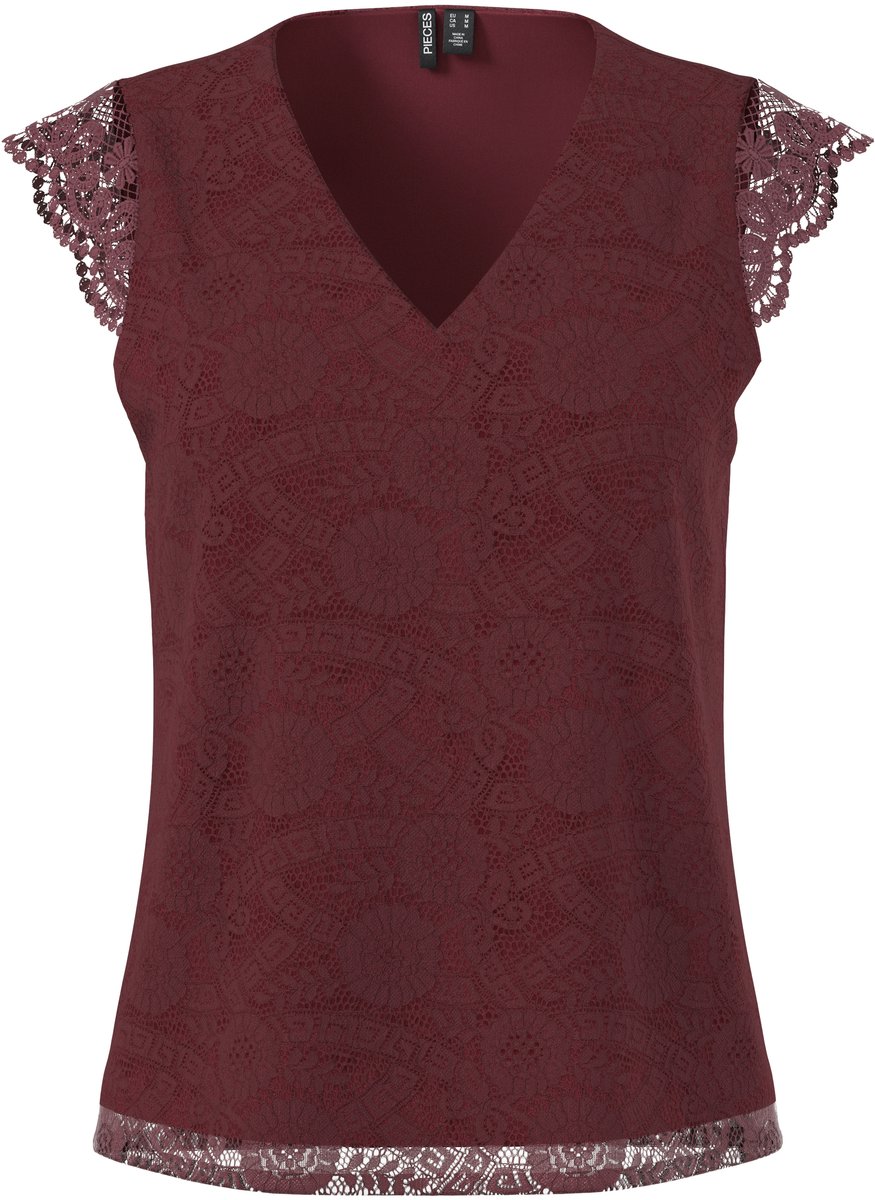 PIECES - PCOLLINE SL LACE V-NECK TOP WVN NOOS - Meisjes - Tops