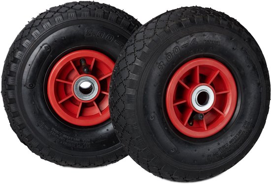 roue de diable relaxdays 3.00-4 - diable banque d'air - pneu de secours 2 pièces - 260x85 mm noir-rouge