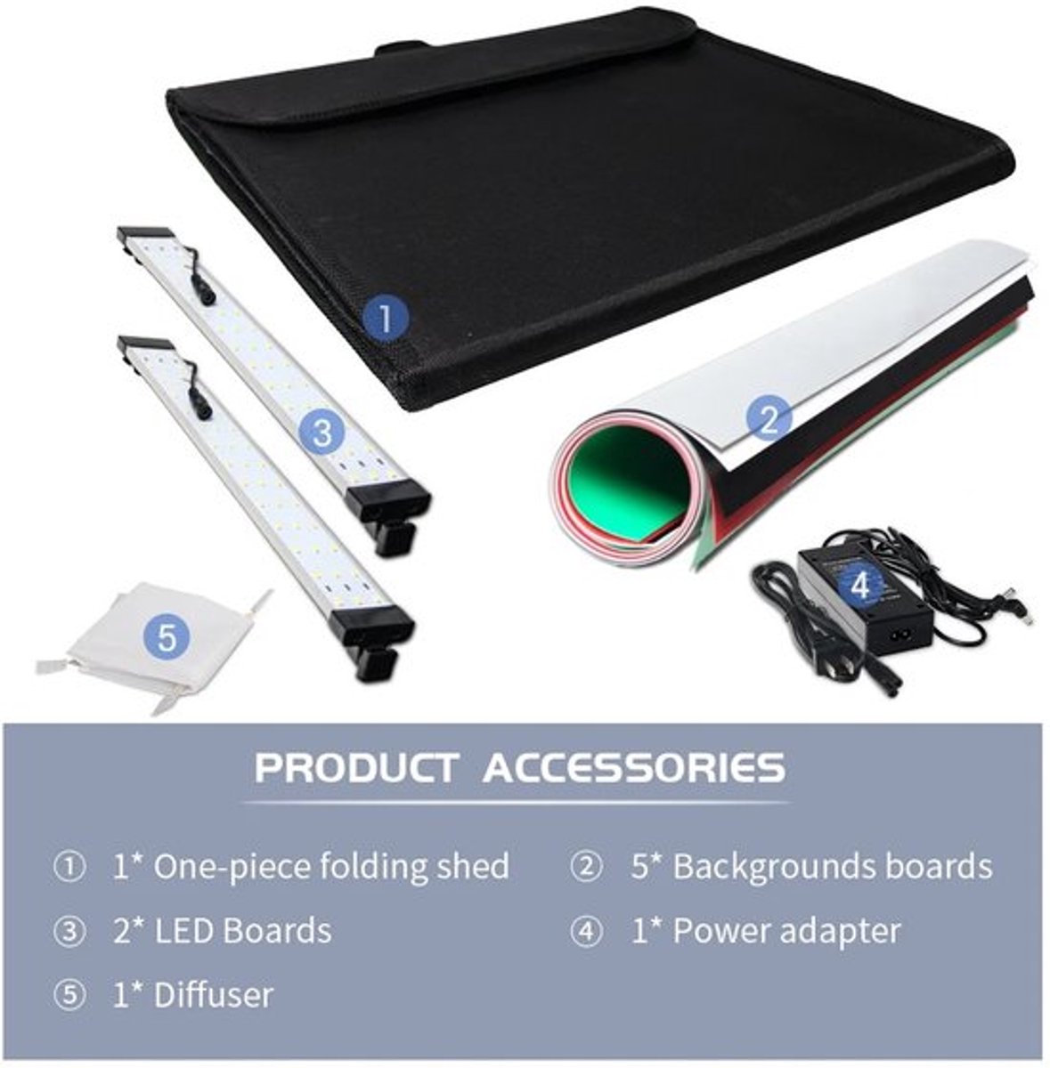 Gran Vida® - Fotostudio Lichttent - Professionele LED Verlichting - Draagbaar - Inclusief Achtergronden - 45x43x43 cm