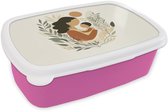 Broodtrommel Roze - Lunchbox Illustratie - Moeder - Kind - Liefdevol - Brooddoos 18x12x6 cm - Brood lunch box - Broodtrommels voor kinderen en volwassenen