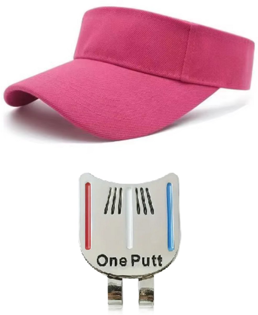 Golf Zonneklep + Putting Alignment Tool - Zonneklep Dames - Roze - Zonneklep Heren - Golf Accessoires - Golf Spullen