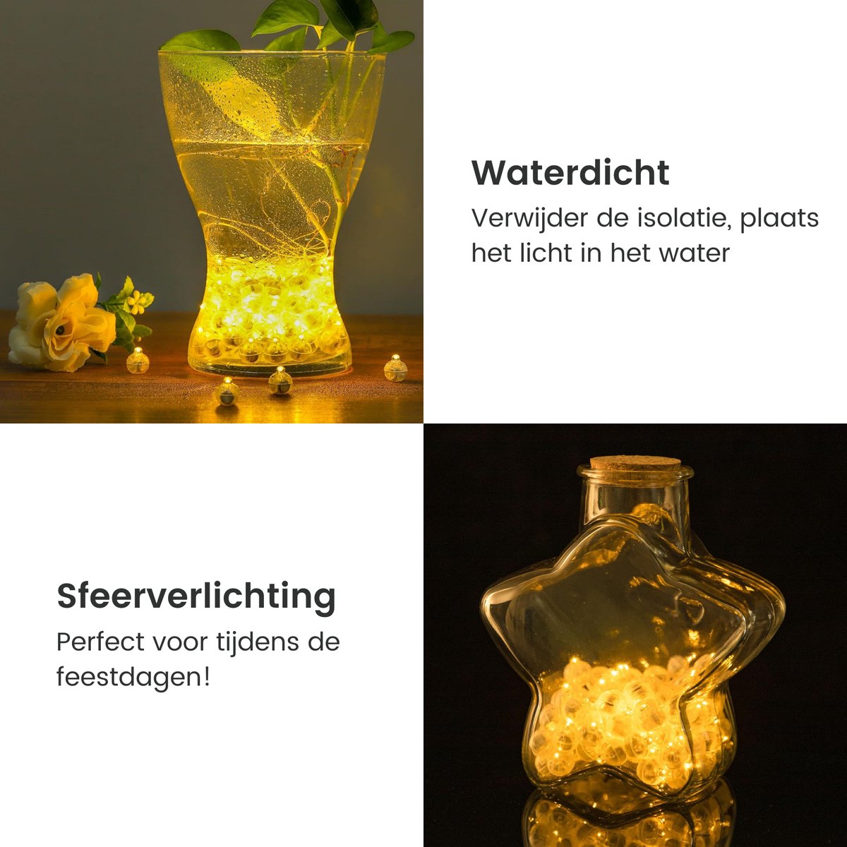 Partizzle 50x Mini LED Lampjes Verlichting - Kleine Party Lichtjes voor Ballonnen - Feestverlichting met Sfeerverlichting - Verjaardag, Bruiloft, Halloween, Kerst, Oud en nieuw en Festival - Ballon Lamp Decoratie - Warm Wit Licht — afbeelding 5