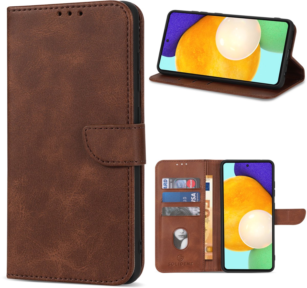 Multimedia & Accessoires PU Lederen Book Case Hoesje geschikt voor Samsung Galaxy A26 5G – Donkerbruin - Portemonnee – Met Stand – Kaarthouder – Pasjes Houder – Magneet Sluiting – Bookcase