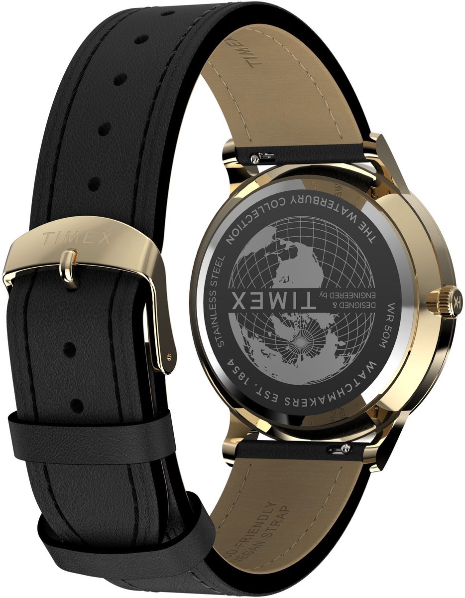 Timex Waterbury Classic Kwarts Analoog Horloge Bruin Case: 100% Stainless Steel | Armband: 100% Leather 40 TW2W75900AJ