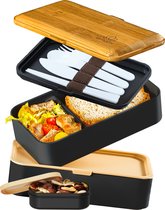 Boîte à Bento Umami - Parfaite pour Adultes et Enfants - Avec Couverts, 2 Conteneurs pour Sauces, Design Étanche et Compartiments pour la Préparation des Repas