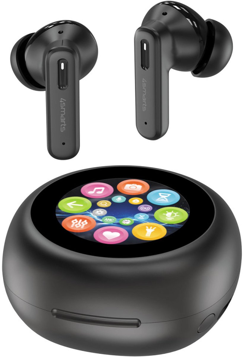 4smarts SkyBuds Screen ANC TWS Headset Draadloze Oordopjes Zwart