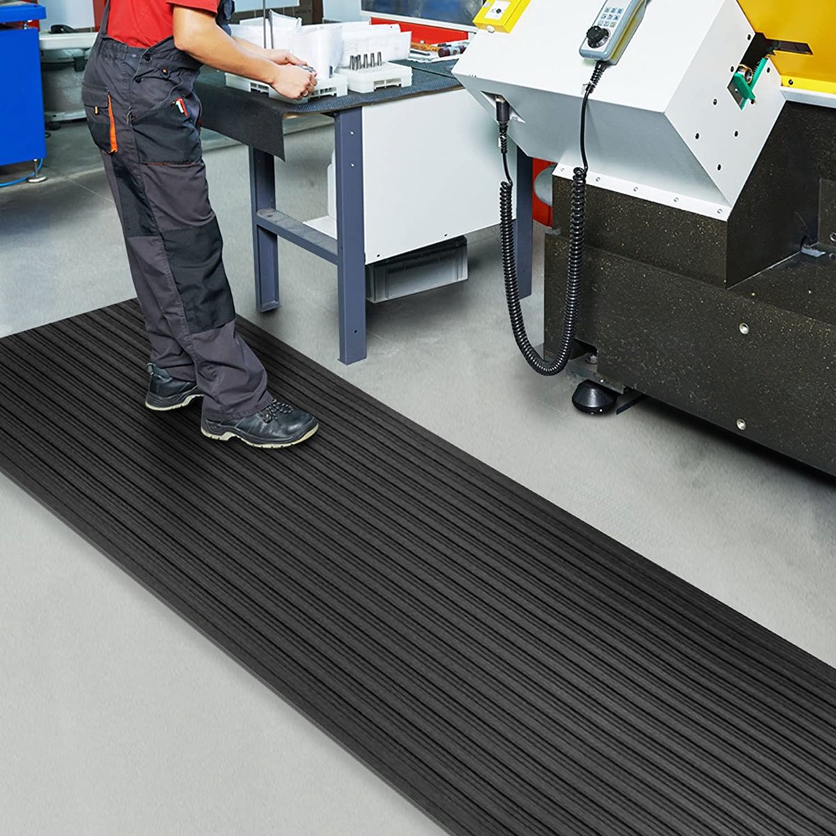 Floordirekt Anti-Vermoeidheidsmat - Softer-Work-Mat - Werkplaatsmat - Zwart - 90 x 200 cm