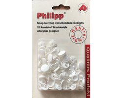 Philipp - drukknopen - divers assortiment - kleur wit - 20 stuks - kunststof